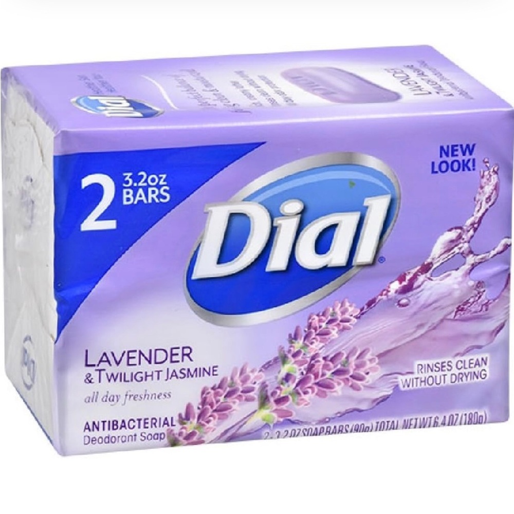 2 Bars DIAL Lavender & Twilight Jasmine Antibacterial Deodorant Soap 3.2oz Each
